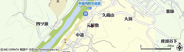 愛知県豊田市中垣内町元屋敷周辺の地図