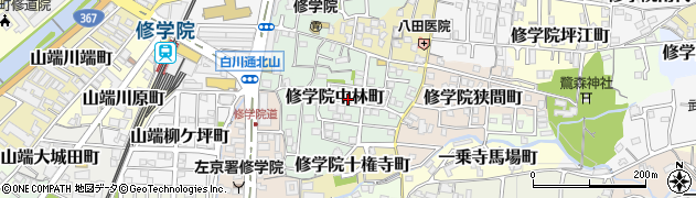 京都府京都市左京区修学院中林町周辺の地図