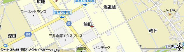 愛知県豊田市堤本町油田周辺の地図