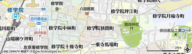 京都府京都市左京区修学院狭間町周辺の地図