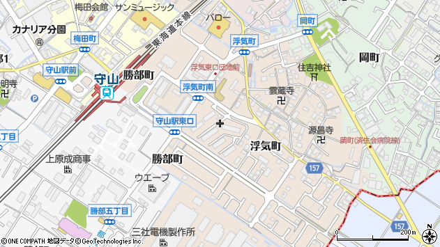 〒524-0033 滋賀県守山市浮気町の地図