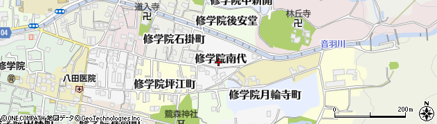京都府京都市左京区修学院南代周辺の地図