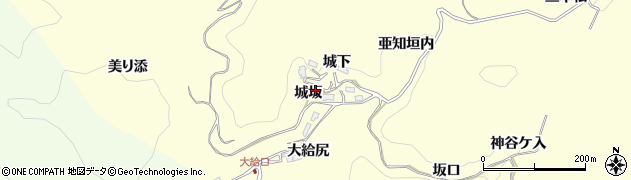 愛知県豊田市大内町城坂周辺の地図