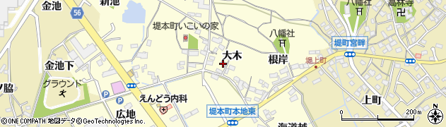 愛知県豊田市堤本町（大木）周辺の地図