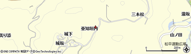 愛知県豊田市大内町（亜知垣内）周辺の地図