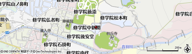 京都府京都市左京区修学院中新開周辺の地図