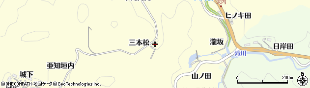 愛知県豊田市大内町三本松周辺の地図