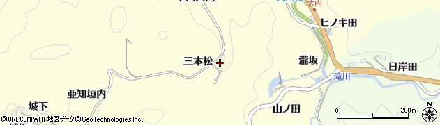 愛知県豊田市大内町（三本松）周辺の地図
