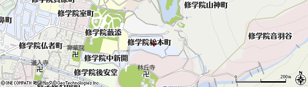 京都府京都市左京区修学院松本町周辺の地図