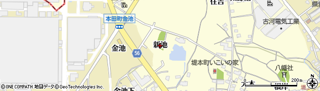 愛知県豊田市堤本町（新池）周辺の地図