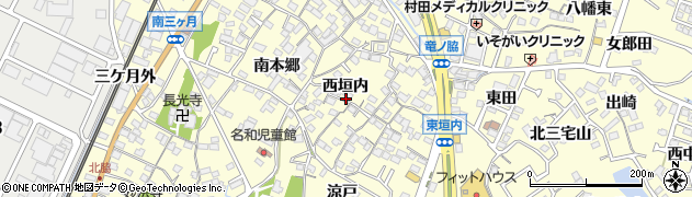 愛知県東海市名和町西垣内周辺の地図