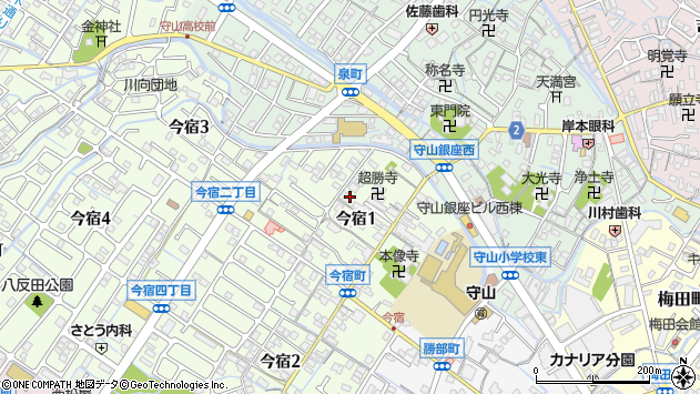 〒524-0046 滋賀県守山市今宿町の地図