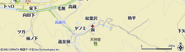 愛知県豊田市豊松町松葉沢周辺の地図