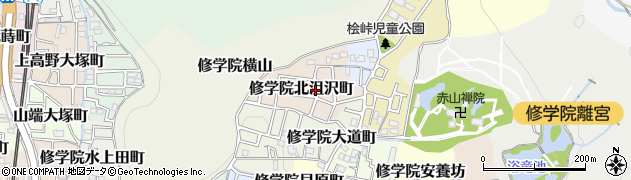 京都府京都市左京区修学院北沮沢町周辺の地図