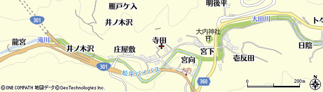 愛知県豊田市大内町寺田周辺の地図