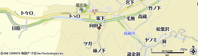 愛知県豊田市豊松町（向田下）周辺の地図