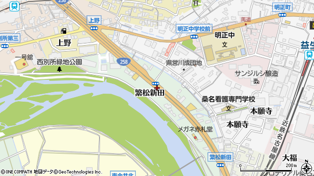 〒511-0824 三重県桑名市繁松新田の地図