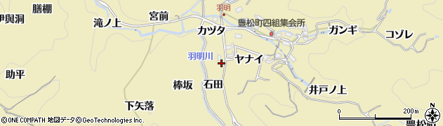愛知県豊田市豊松町（石田）周辺の地図