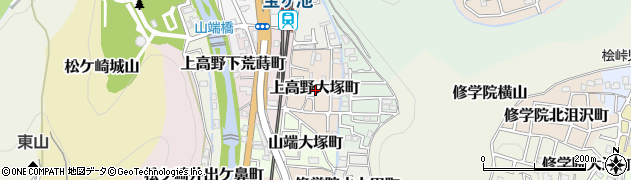 京都府京都市左京区上高野大塚町周辺の地図
