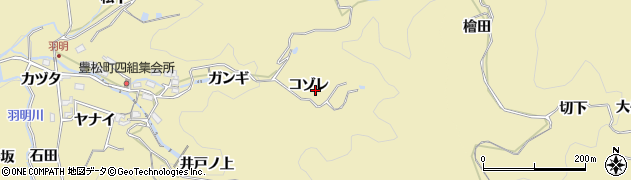 愛知県豊田市豊松町コゾレ周辺の地図