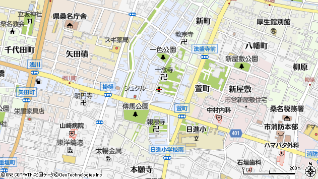 〒511-0045 三重県桑名市伝馬町の地図