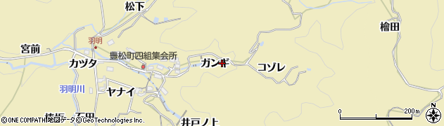 愛知県豊田市豊松町（ガンギ）周辺の地図