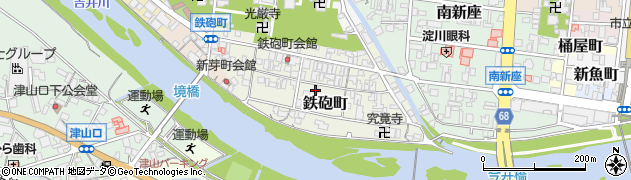 岡山県津山市鉄砲町周辺の地図