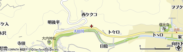 愛知県豊田市大内町（西ケクコ）周辺の地図