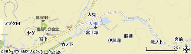 愛知県豊田市豊松町富士塚周辺の地図