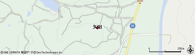 岡山県美作市矢田周辺の地図