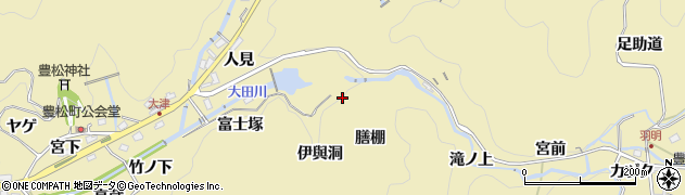 愛知県豊田市豊松町（膳棚）周辺の地図