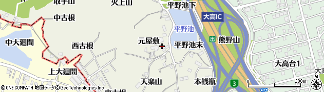 愛知県名古屋市緑区大高町元屋敷周辺の地図