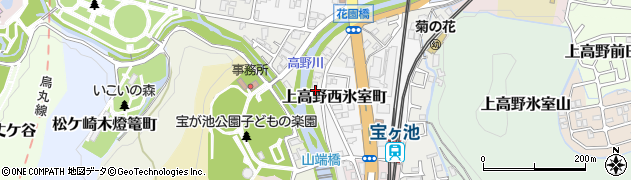 京都府京都市左京区上高野西氷室町21周辺の地図