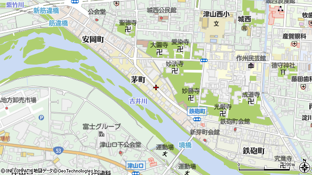 〒708-0043 岡山県津山市茅町の地図