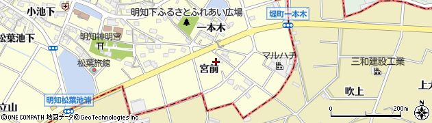 愛知県みよし市明知町（宮前）周辺の地図