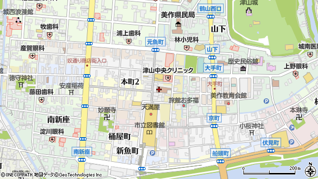 〒708-0061 岡山県津山市元魚町の地図