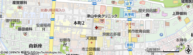 岡山県津山市元魚町周辺の地図