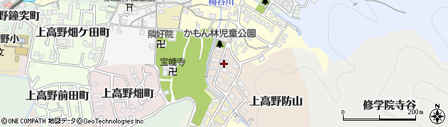 京都府京都市左京区上高野掃部林町周辺の地図