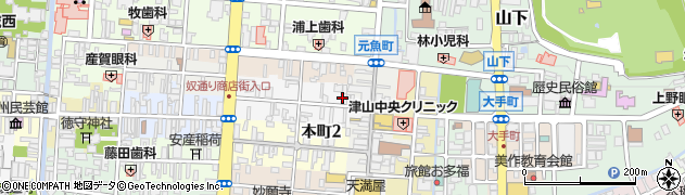 岡山県津山市美濃町周辺の地図