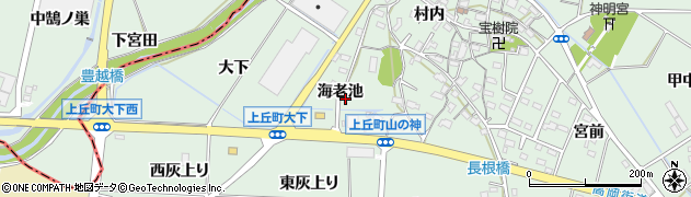 愛知県豊田市上丘町（海老池）周辺の地図