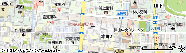 岡山県津山市鍛治町周辺の地図