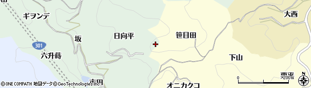 愛知県豊田市鍋田町（日向平）周辺の地図