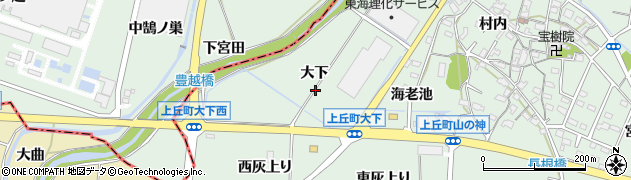 愛知県豊田市上丘町（大下）周辺の地図