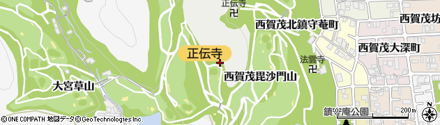 京都府京都市北区西賀茂毘沙門山周辺の地図