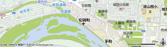 岡山県津山市安岡町周辺の地図
