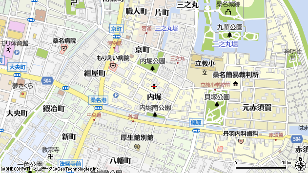 〒511-0038 三重県桑名市内堀の地図