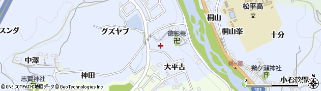 愛知県豊田市松平志賀町コゼ周辺の地図