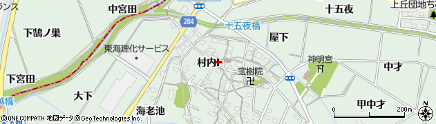 愛知県豊田市上丘町（村内）周辺の地図
