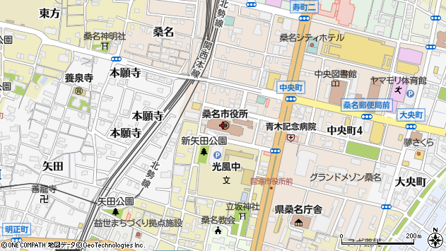 〒511-0000 三重県桑名市（以下に掲載がない場合）の地図