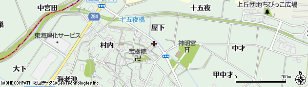 愛知県豊田市上丘町屋下周辺の地図